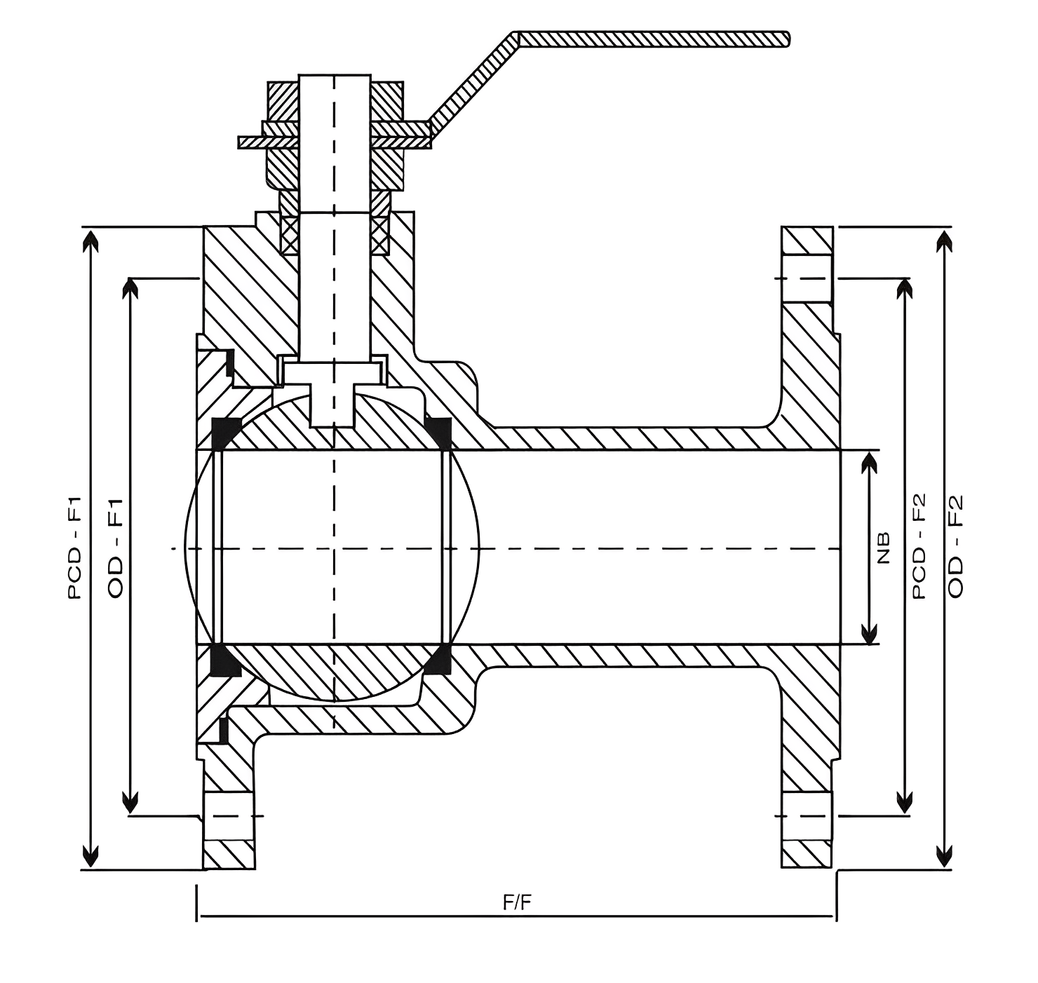65x50mm PTFE Seated Flush Bottom Flange End 150# Ball Valve FLOVIN - Image 2
