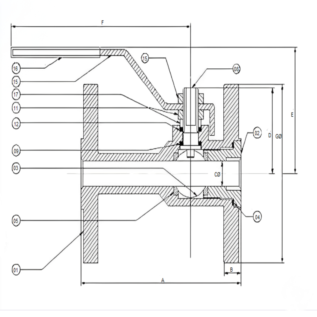 WCB 1PC PTFE Seated Flange End 150# Ball Valve FLOVIN - Image 2